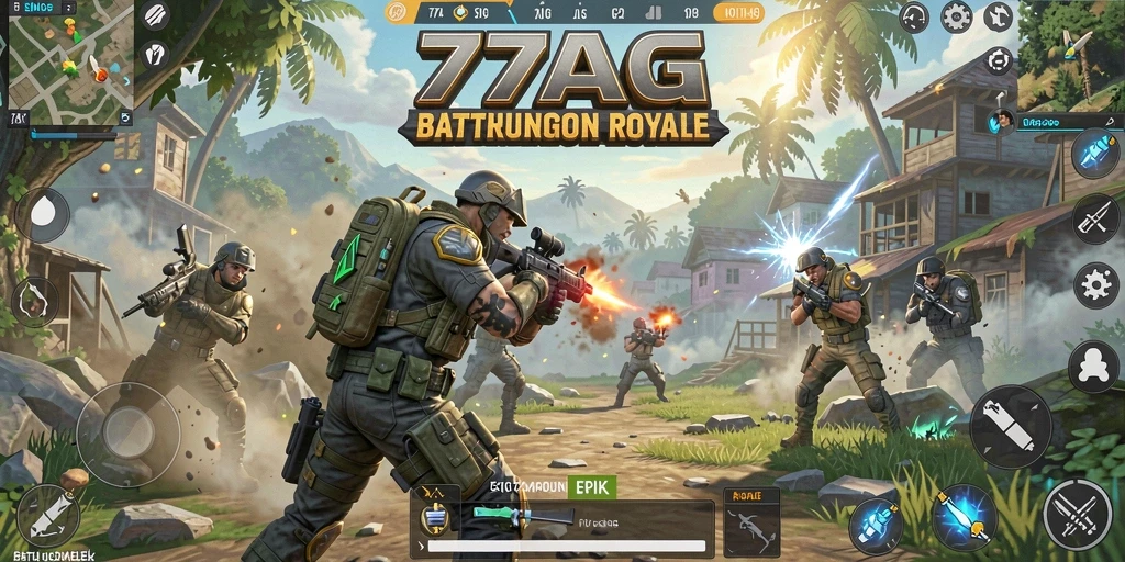 Screenshot menunjukkan intensitas gameplay di 77AG dengan aksi menegangkan.
