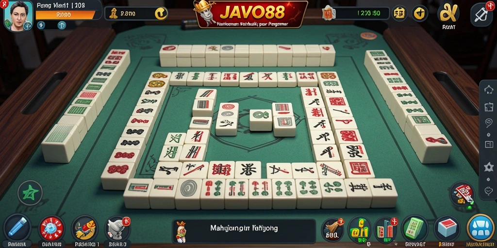 Tangkapan layar gameplay <strong>JAVO88</strong> yang menampilkan suasana seru permainan Mahjong.