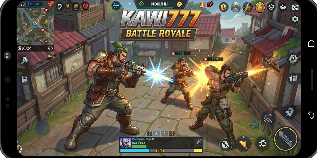 Screenshot KAWI777 menampilkan aksi mendebarkan dalam pertempuran Battle Royale