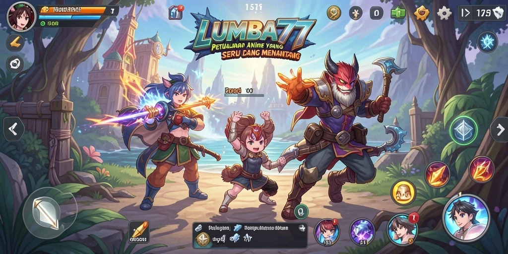 Screenshot gameplay LUMBA77 menampilkan pertarungan karakter Anime yang epik.
