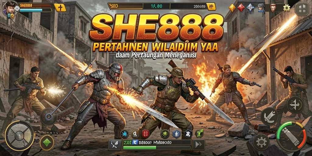 Tangkapan layar gameplay SHE888 menampilkan serangan tower yang epik.