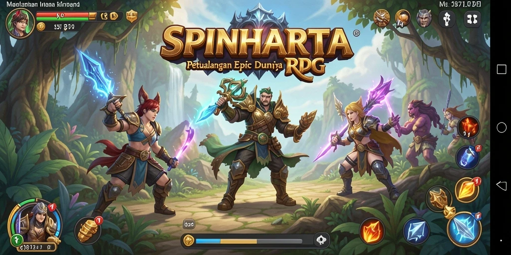 Tampilan gameplay RPG SPINHARTA yang mengesankan dan penuh aksi.