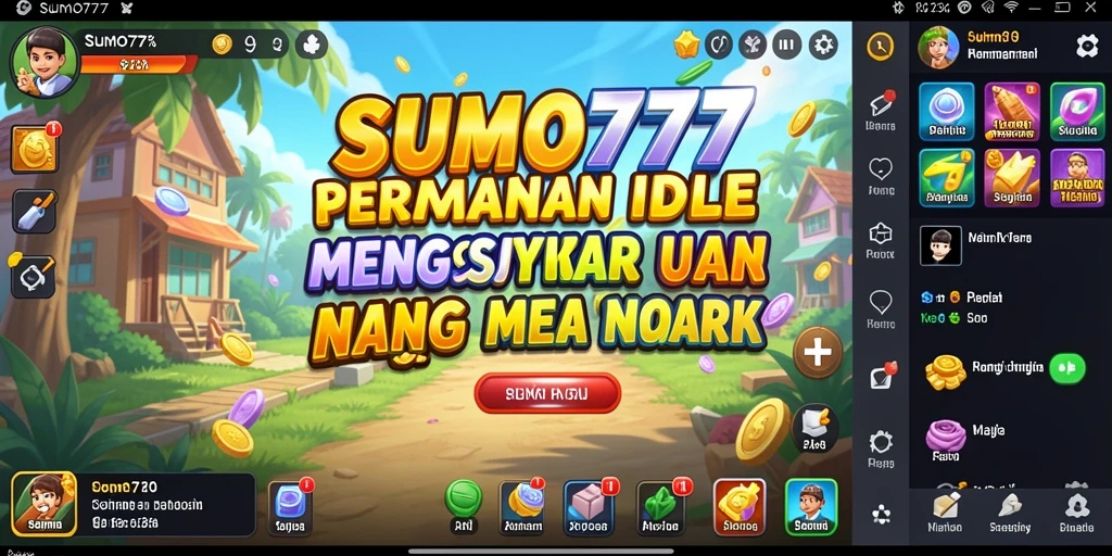 Screenshot game SUMO777 menampilkan karakter bertarung dalam gameplay Idle yang dinamis.