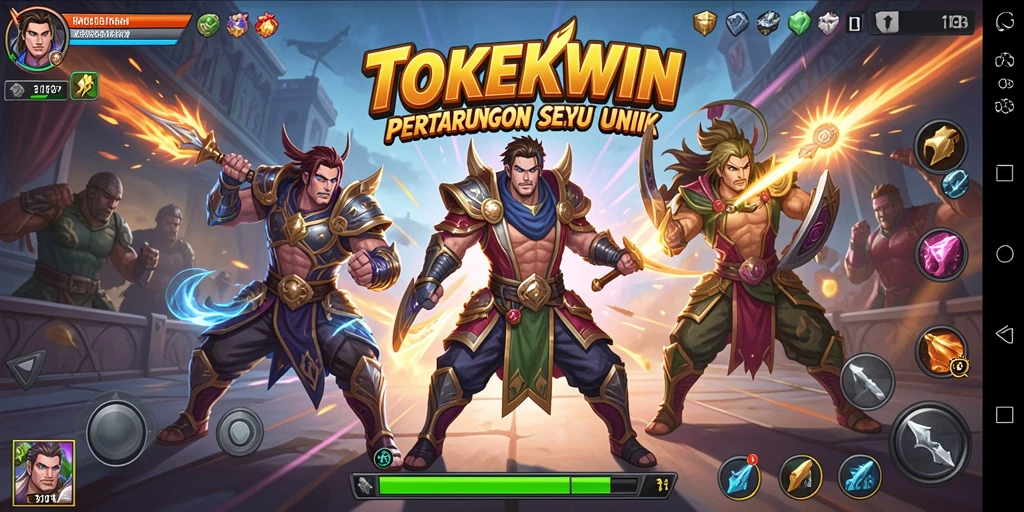 Tampilan aksi gameplay seru dalam pertarungan TOKEKWIN.