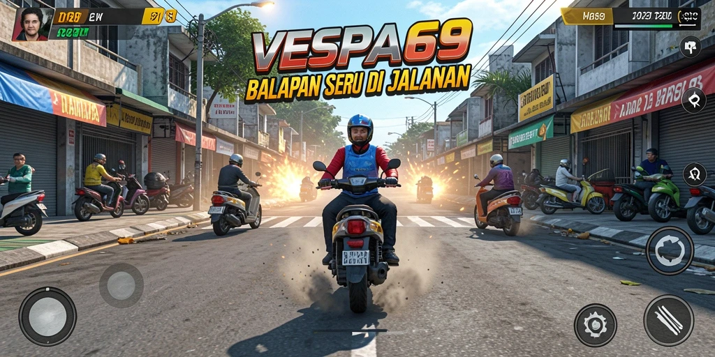 Tampilan ciamik dari gameplay balapan VESPA69.